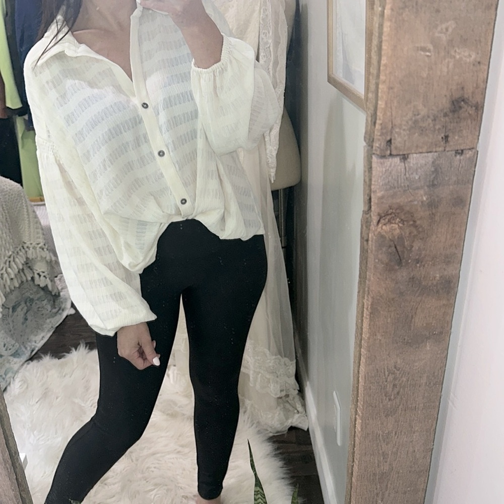 Women's White Button Down Shirt - Picture 3 of 9